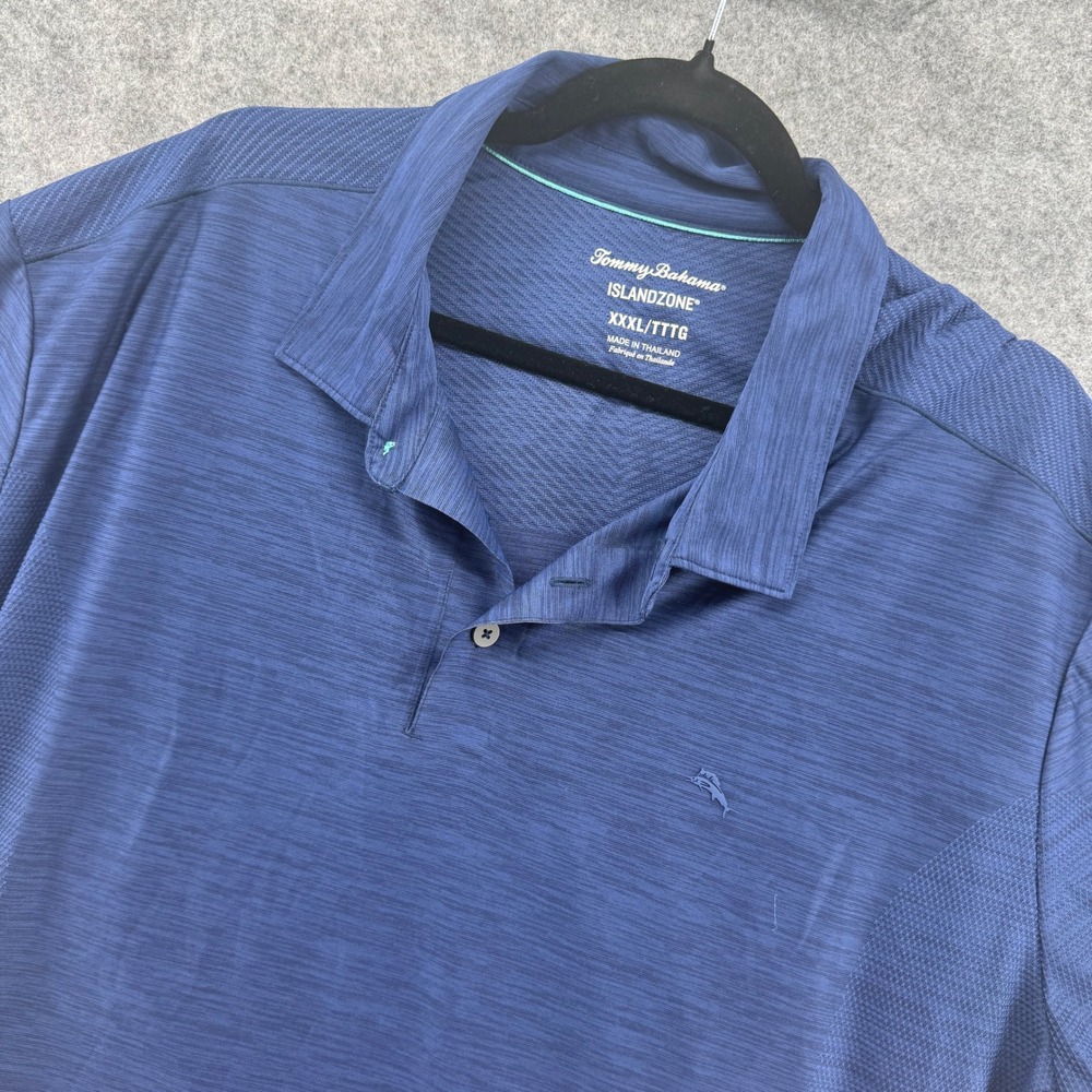 Tommy Bahama Polo Mens XXXL Blue IslandZone Space Dye Performance Shirt - Picture 4 of 16